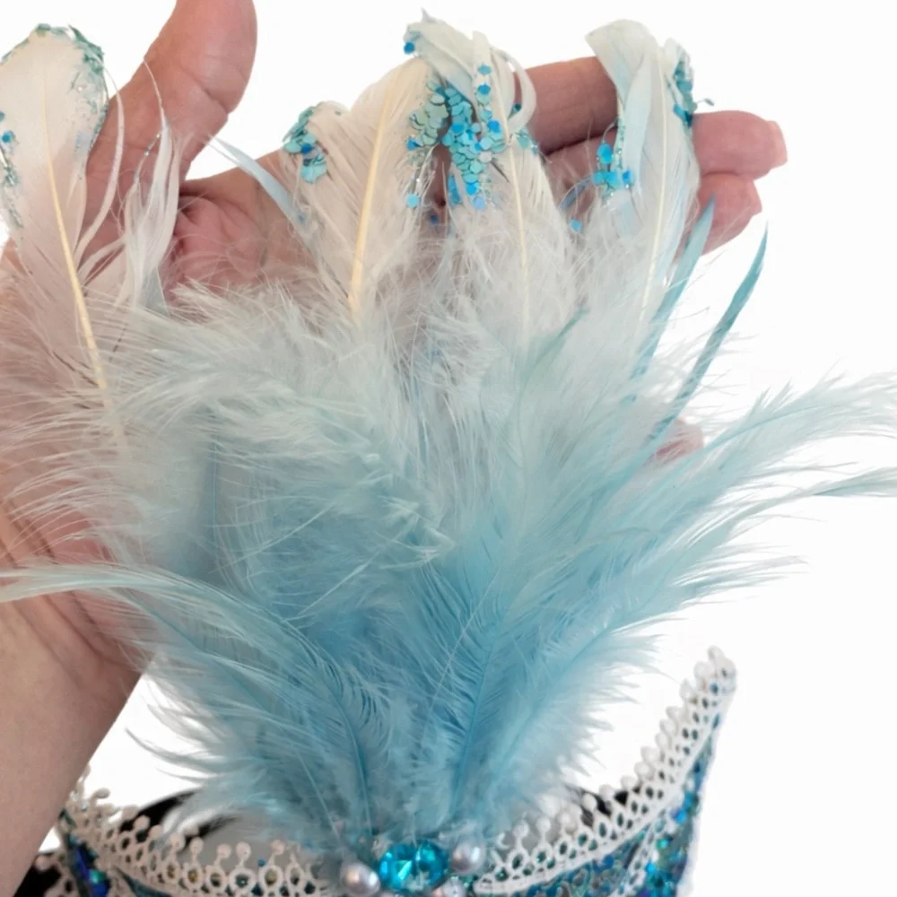 Unbranded • Elegant Venetian-Style Masquerade Mask in Aqua Blue & White
